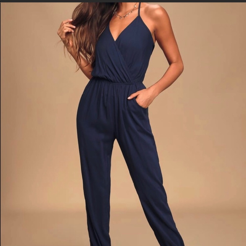 Lulus Navy Blue halter Jumpsuit 💙